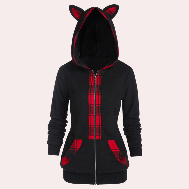 Elektra – Warmer Mantel mit Katzenohren für Damen