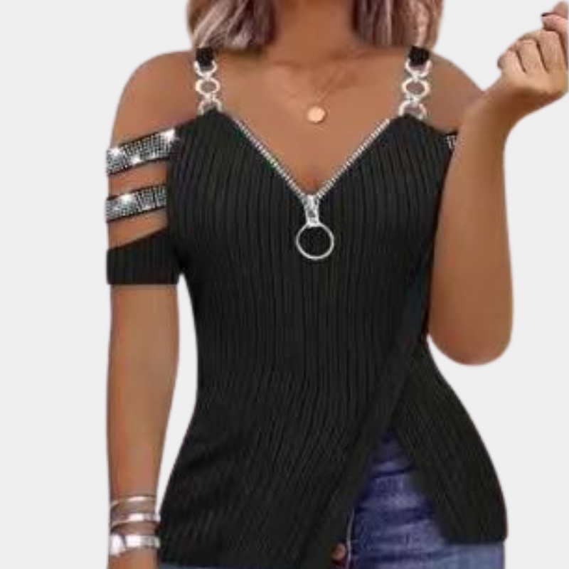 Pavlina - Stylisches Damen-Top mit Schulterriemen-Akzent