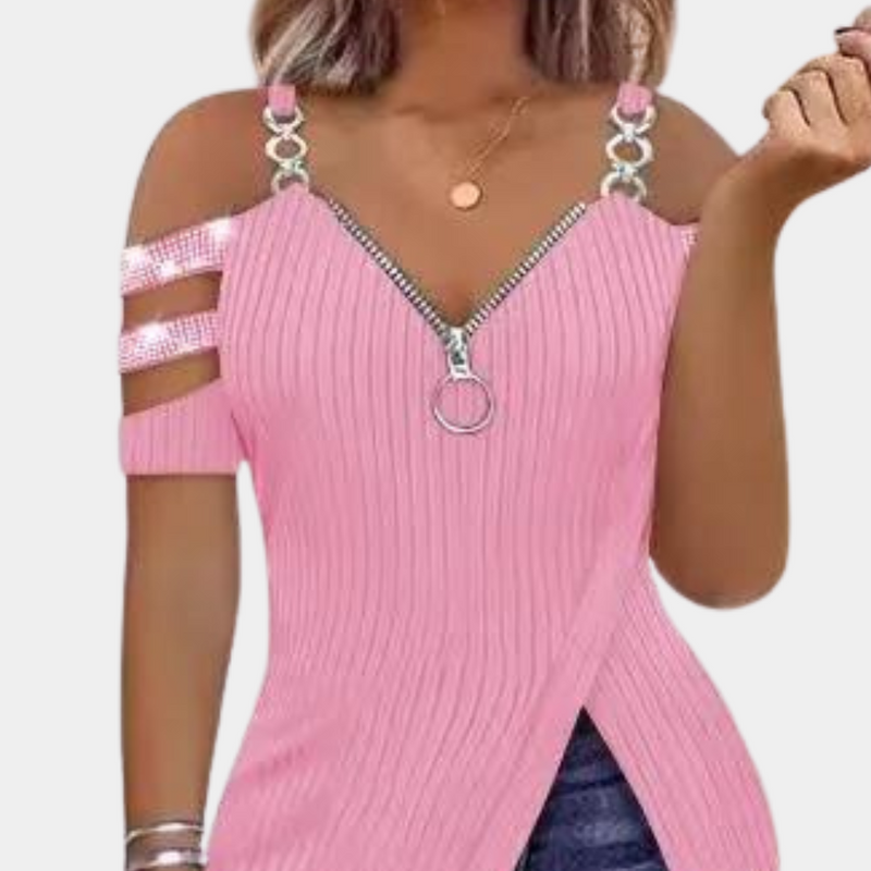 Pavlina - Stylisches Damen-Top mit Schulterriemen-Akzent