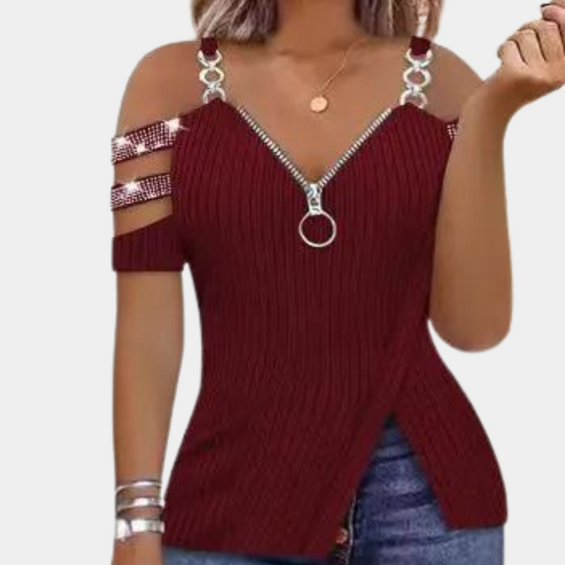 Pavlina - Stylisches Damen-Top mit Schulterriemen-Akzent