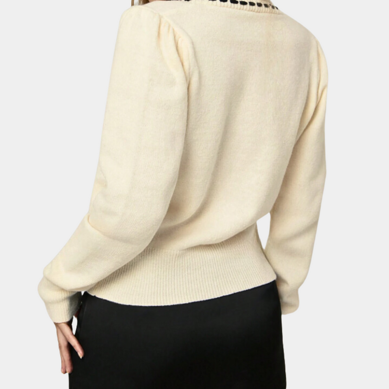 Anthoula - Eleganter Damenpullover mit V-Ausschnitt und Schleife
