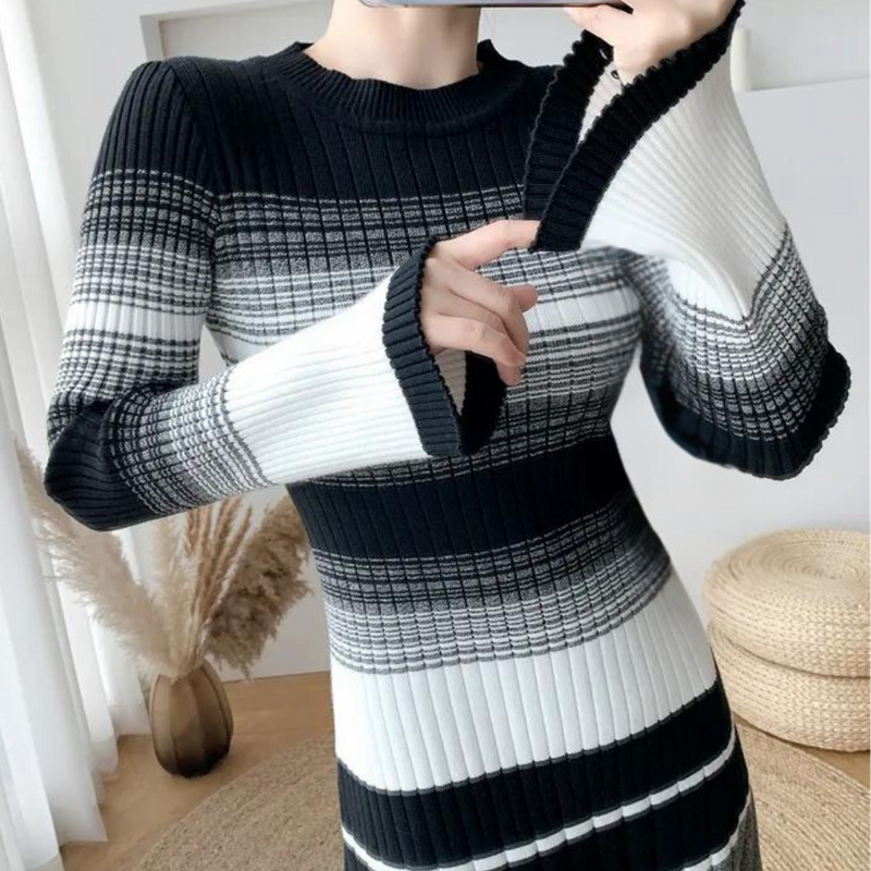 Elegantes Lässiges Gestreiftes Midi-Kleid für Damen