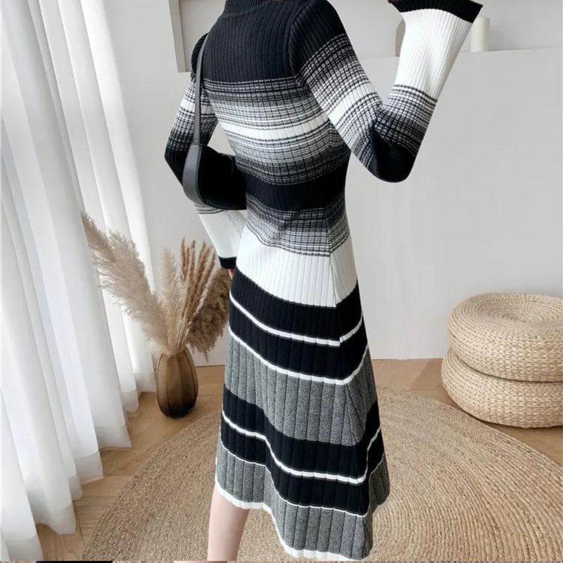 Elegantes Lässiges Gestreiftes Midi-Kleid für Damen