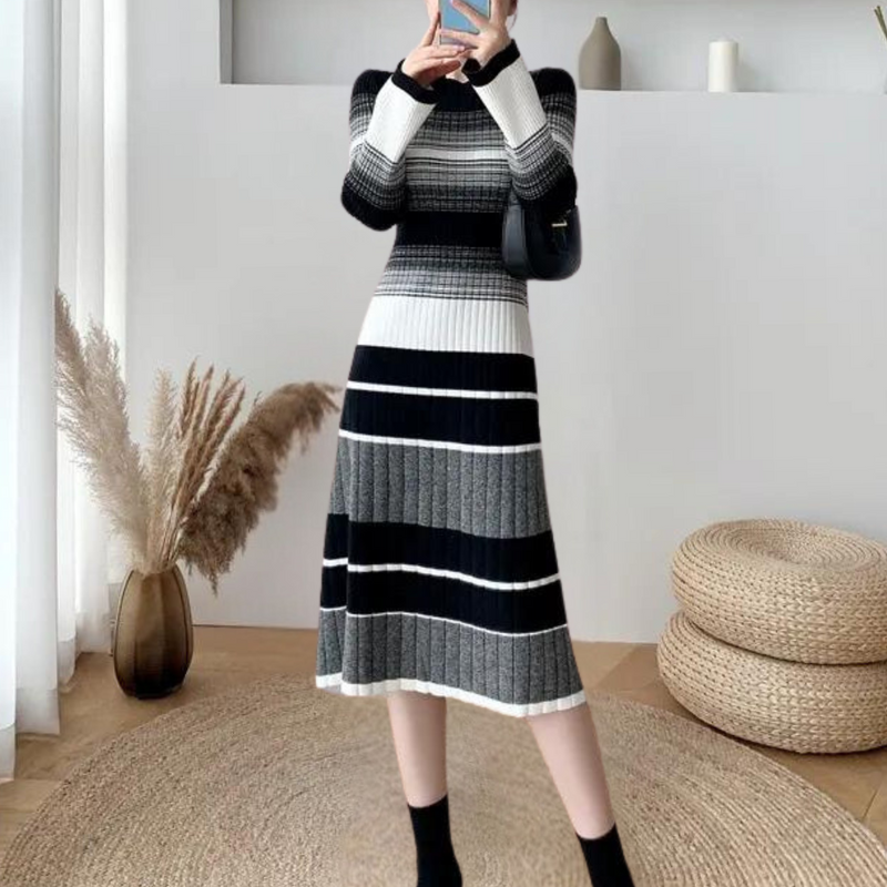 Elegantes Lässiges Gestreiftes Midi-Kleid für Damen