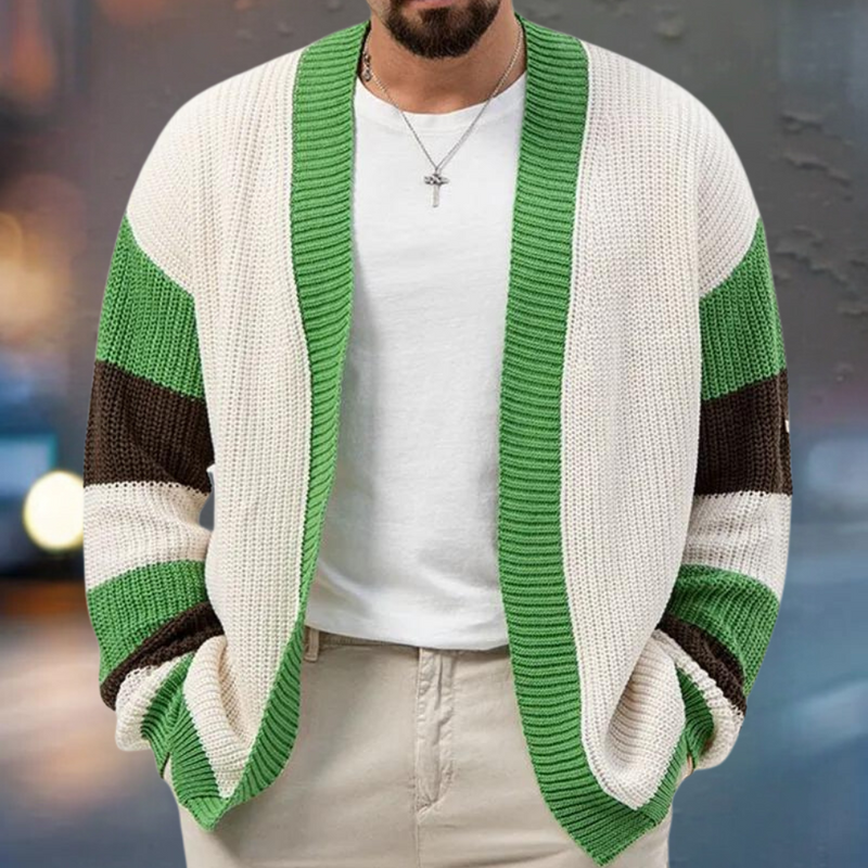 Elegantes, farbenfrohes Herrenstrickjacke