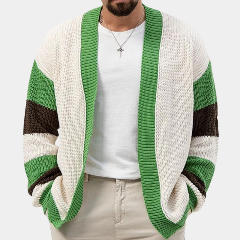 Elegantes, farbenfrohes Herrenstrickjacke