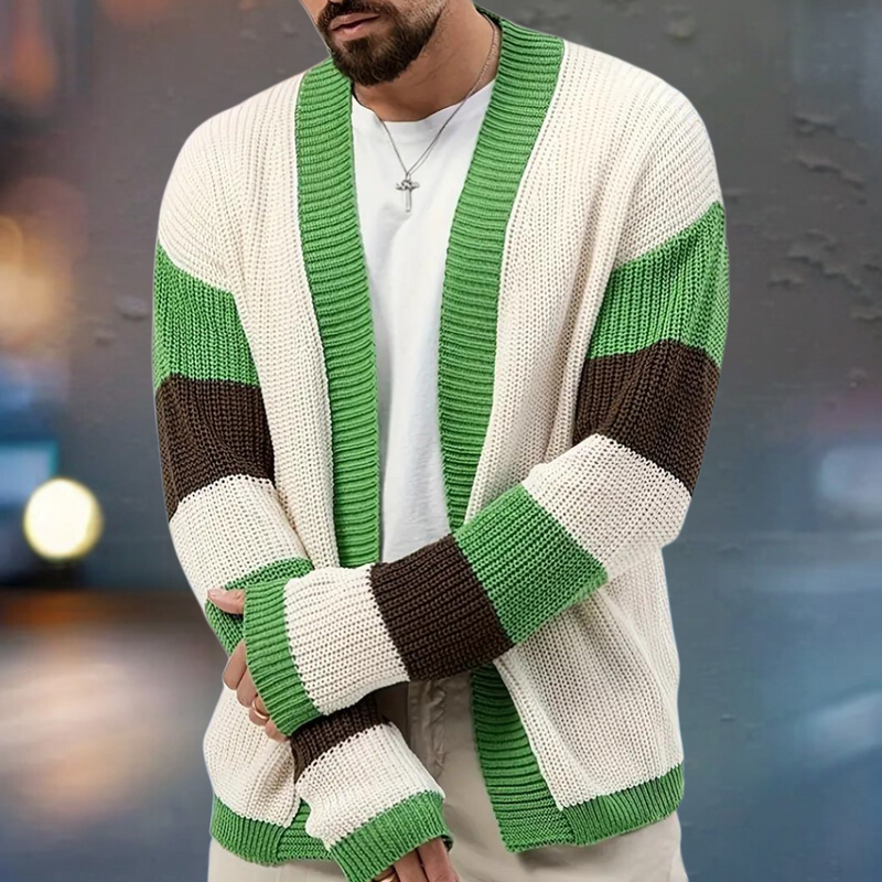 Elegantes, farbenfrohes Herrenstrickjacke