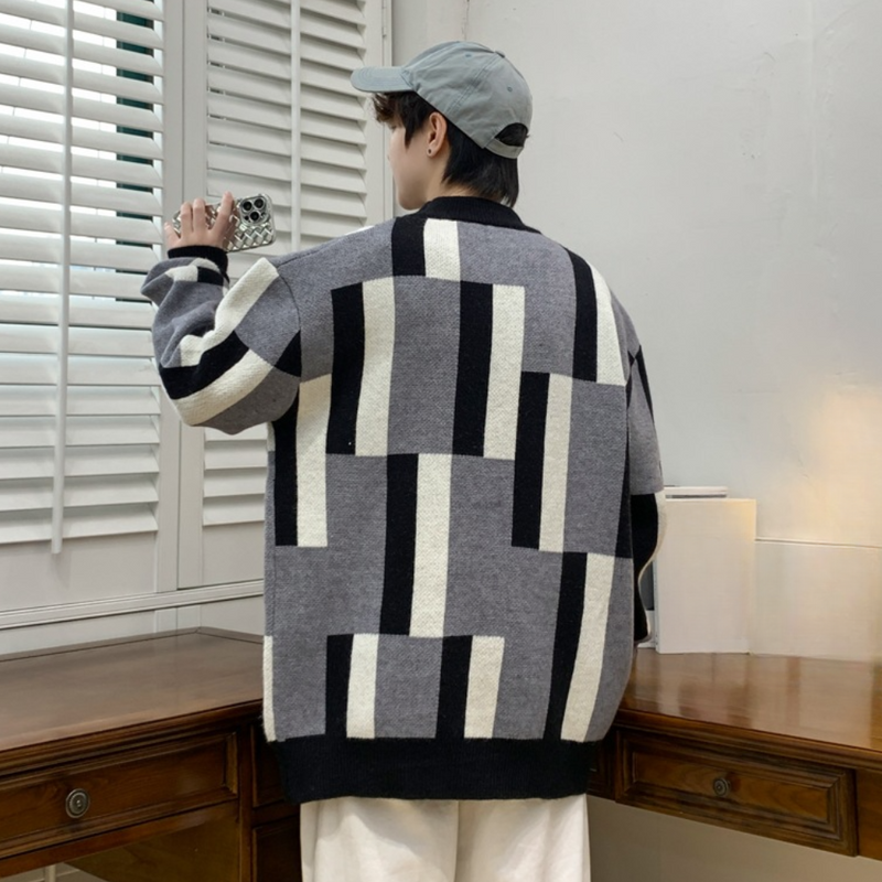 Weiche Herren Strickpullover mit Farbenblöcken