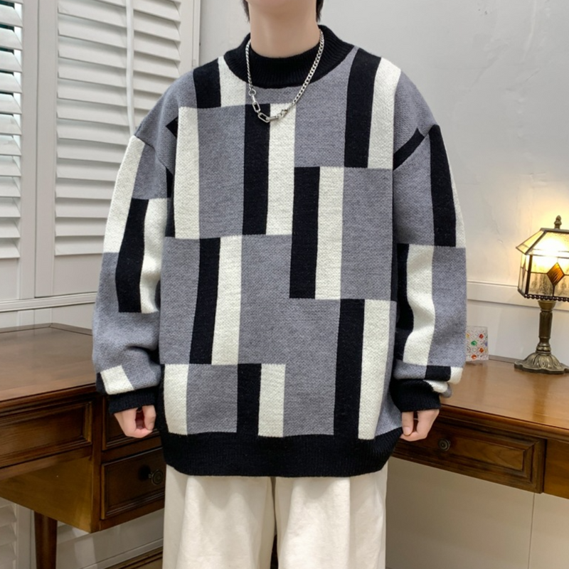 Weiche Herren Strickpullover mit Farbenblöcken