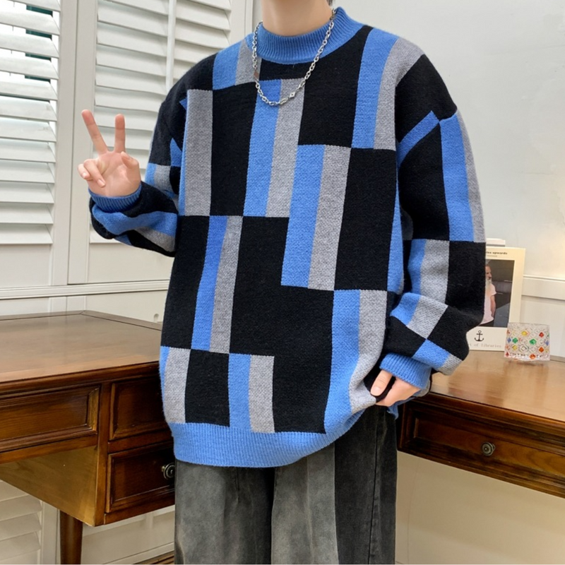 Weiche Herren Strickpullover mit Farbenblöcken