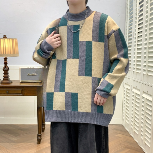 Weiche Herren Strickpullover mit Farbenblöcken
