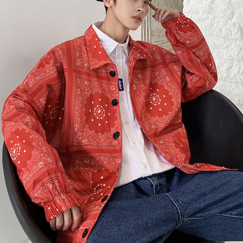 Modische langärmelige Jacke mit Paisleymuster