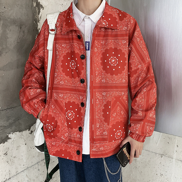 Modische langärmelige Jacke mit Paisleymuster