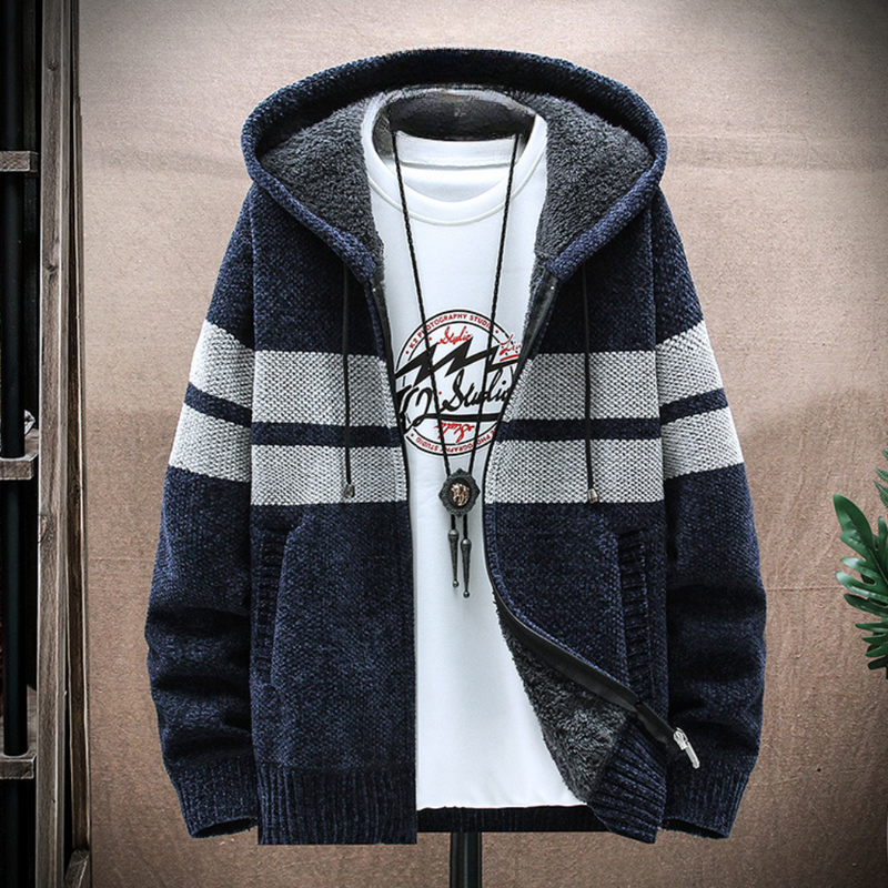 Warme und bequeme Herrenjacke mit Kapuze