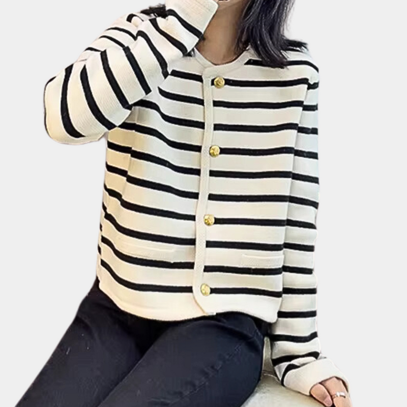 Alenka - Stylische gestreifte Strickjacke für Frauen