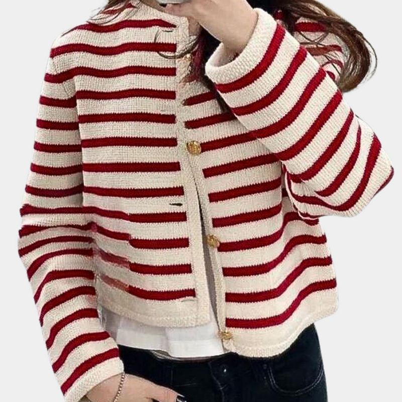 Alenka - Stylische gestreifte Strickjacke für Frauen