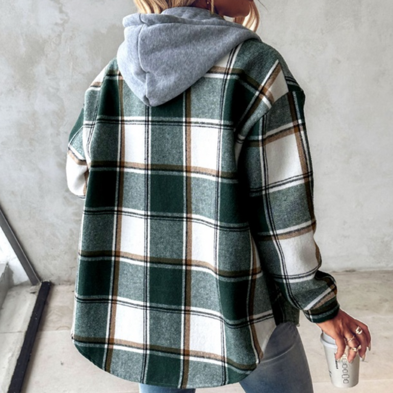 Zelina – Warme Karojacke mit Kapuze für Damen