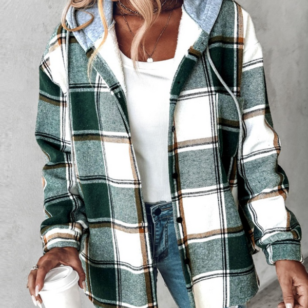 Zelina – Warme Karojacke mit Kapuze für Damen