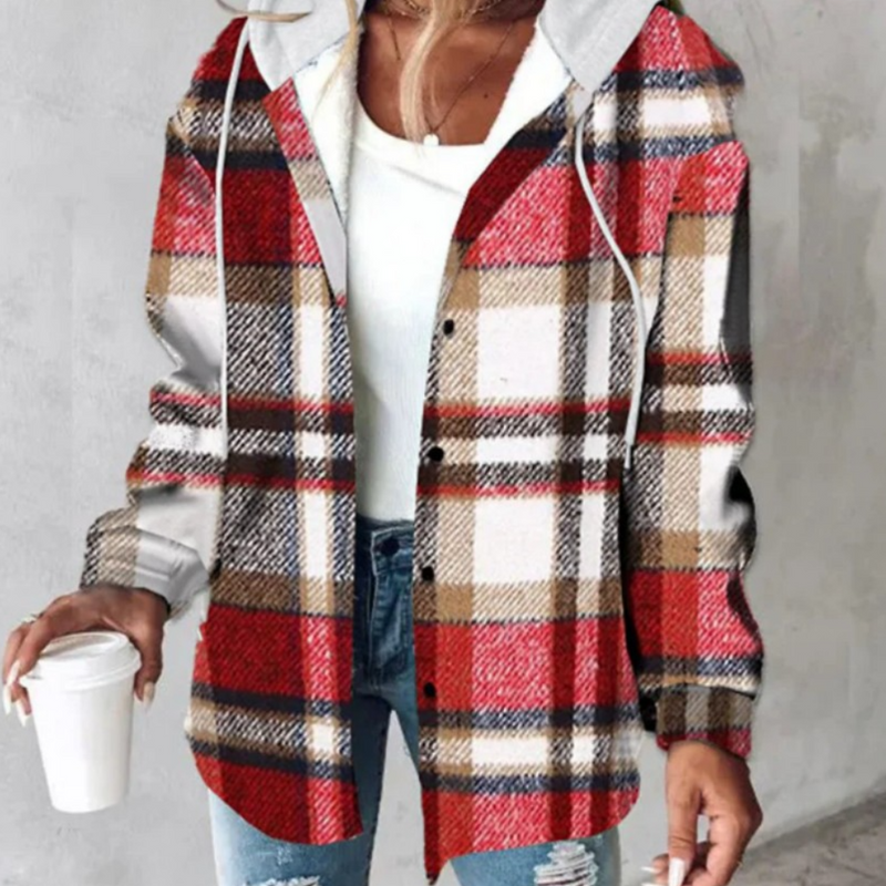 Zelina – Warme Karojacke mit Kapuze für Damen
