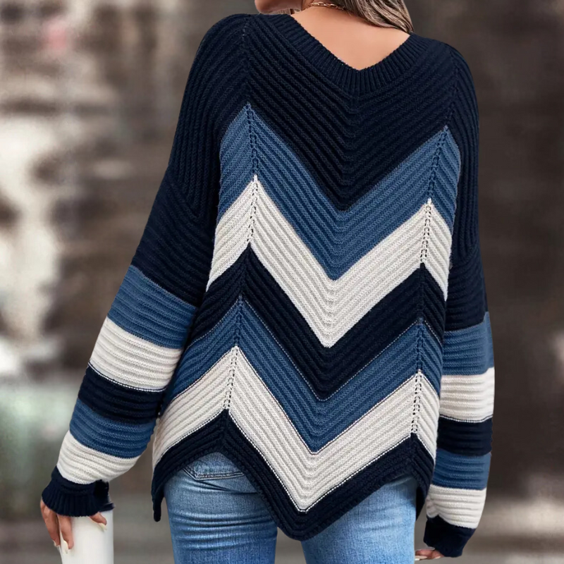 Cybele - Damen Strickpullover mit modischem Wellenmuster