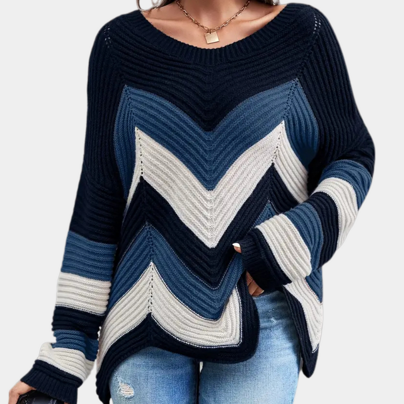 Cybele - Damen Strickpullover mit modischem Wellenmuster