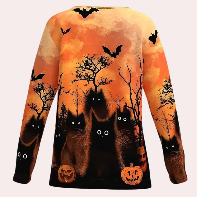 Rella - Damen-T-Shirt mit Halloween-Katzen-Aufdruck