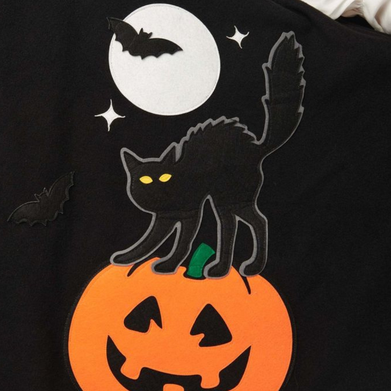 Verspielter Halloween-Rock mit Kürbis und Katze für Damen