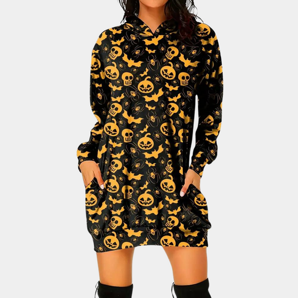 Bequemes und stilvolles Halloween Mini-Kleid mit Kapuze