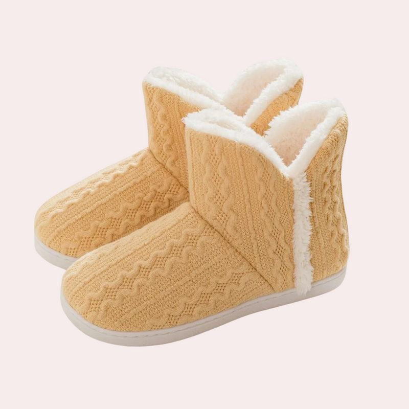 Gemütliche warme Damenschuhe im eleganten Strickstil