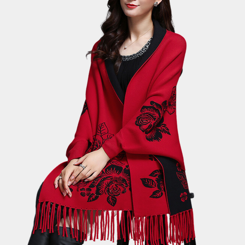 Elegante Damen Strickjacke mit Quasten