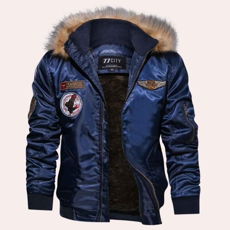 Warme Winterjacke mit Kapuze für Herren