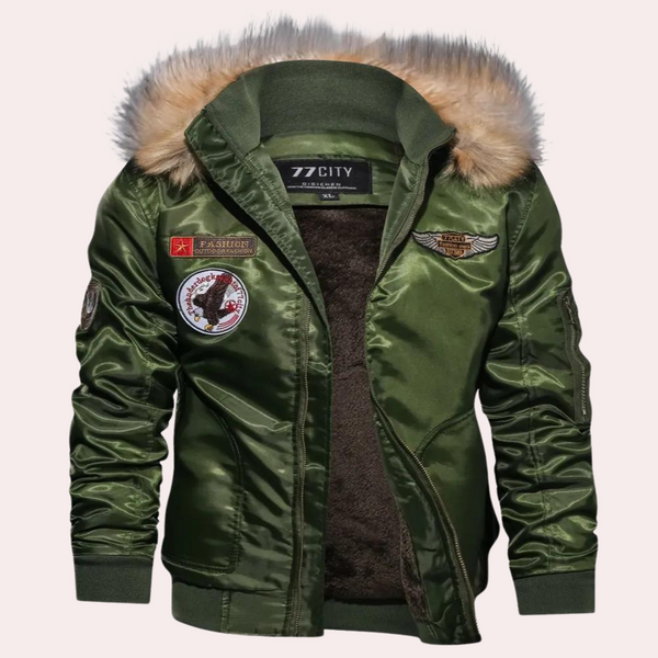 Warme Winterjacke mit Kapuze für Herren