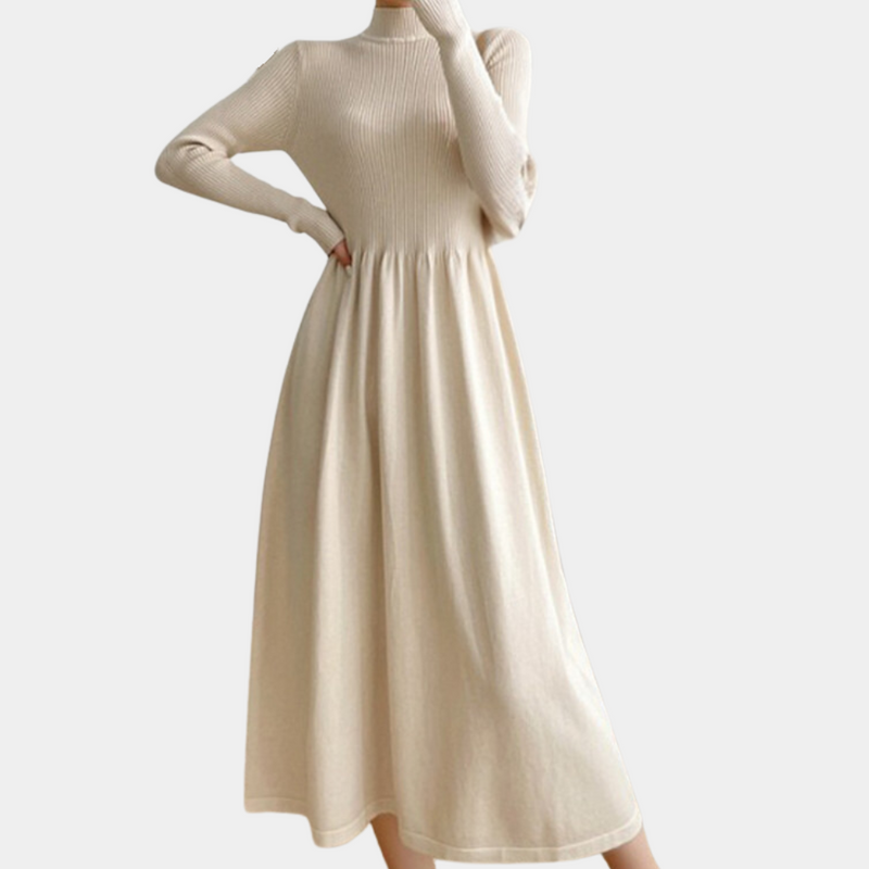 Elegante Kuschelige Winterkleid für Damen in Aprikose und Schwarz