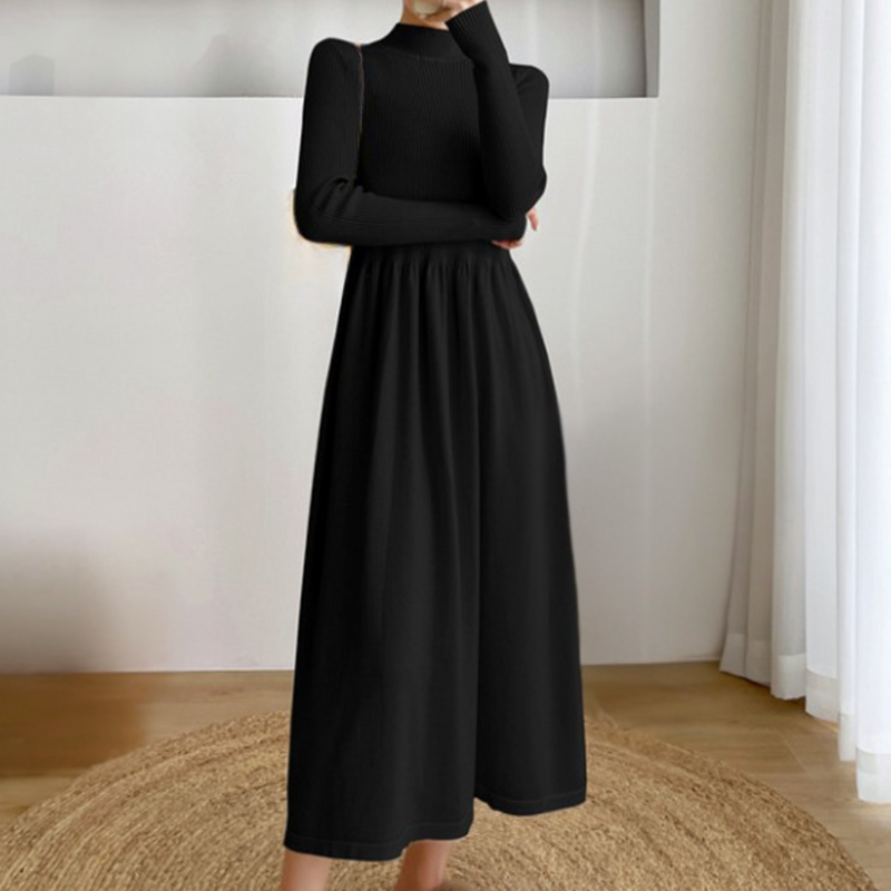 Elegante Kuschelige Winterkleid für Damen in Aprikose und Schwarz