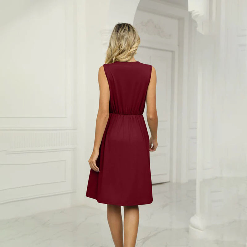 Elegante und bequeme V-Ausschnitt Sommerkleid