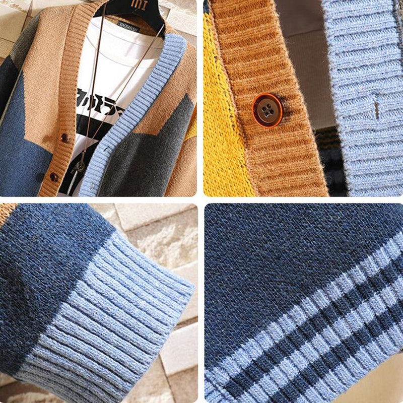 Bunte, bequeme Strickjacke für Herren
