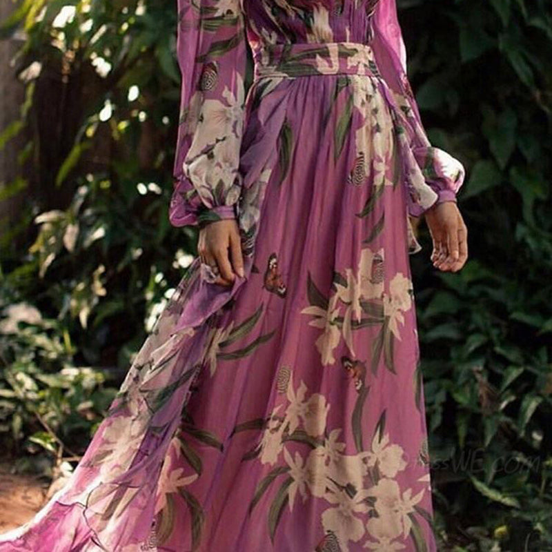 Elegantes lilafarbenes Maxi-Kleid für stilvolle Sommeranlässe