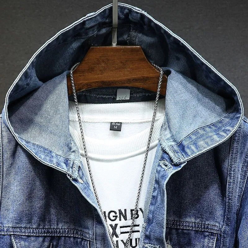 Bequeme Jeansjacke mit Kapuze für Männer