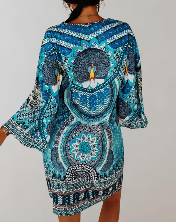 Leichtes - böhmisches Tunika-Kleid für Damen | Mix aus Drucken und Mustern Casual Dress für dich