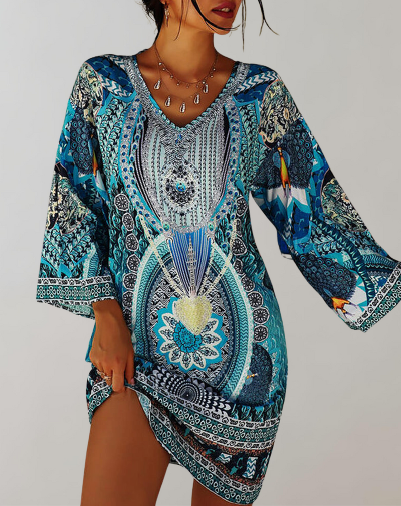 Leichtes - böhmisches Tunika-Kleid für Damen | Mix aus Drucken und Mustern Casual Dress für dich
