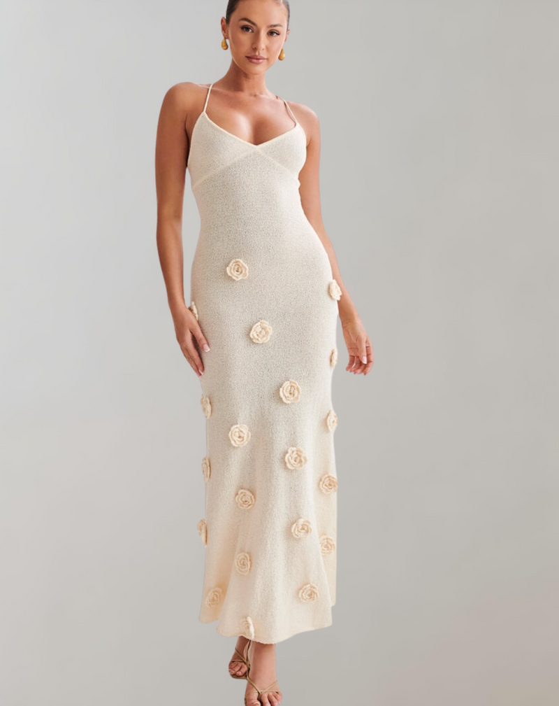 Elegantes Maxikleid mit Rosen Druck für den Sommer