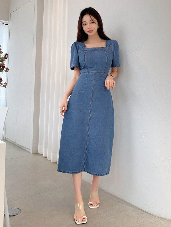 Bequemes | Damen-Denimkleid mit Taillenbetonung für dich
