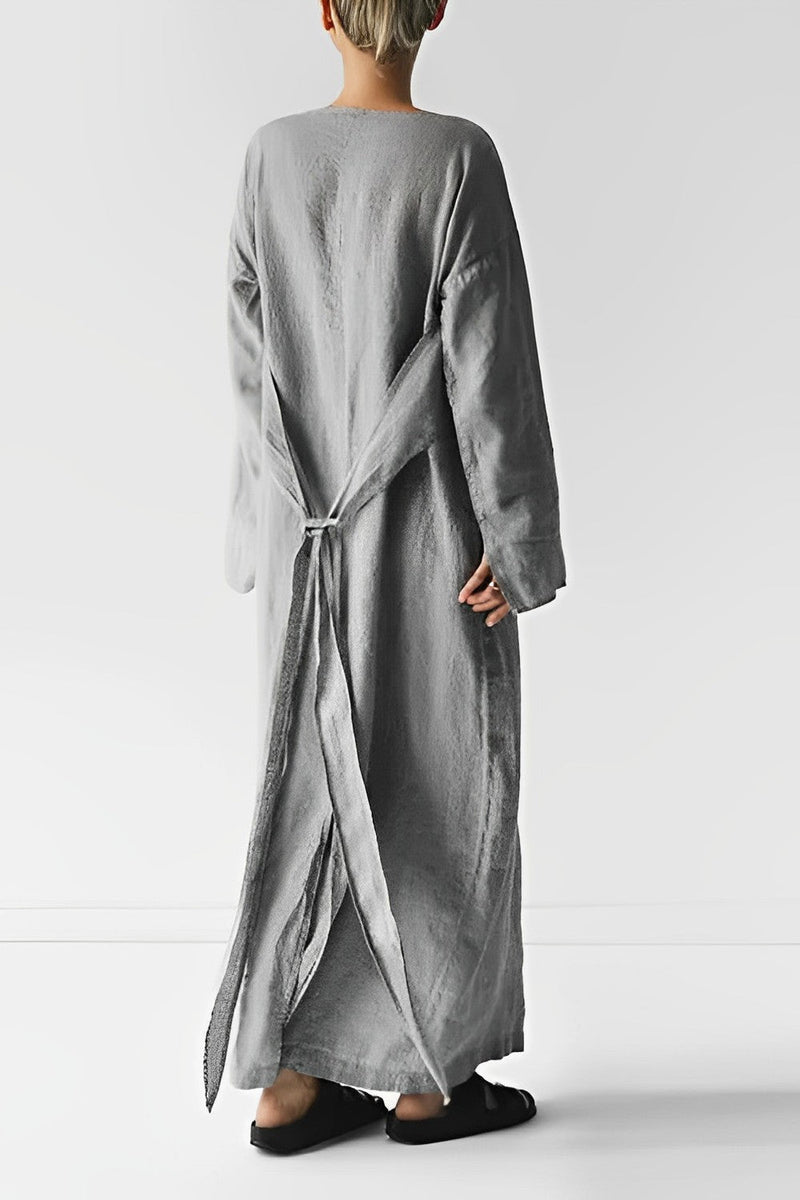 Elegantes Leinen Wickel Maxikleid für den Sommer
