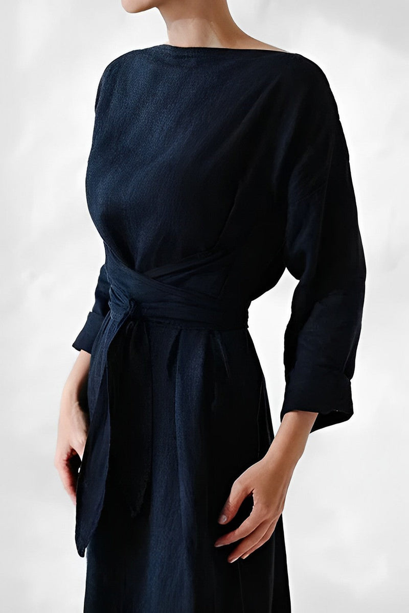 Elegantes Leinen Wickel Maxikleid für den Sommer