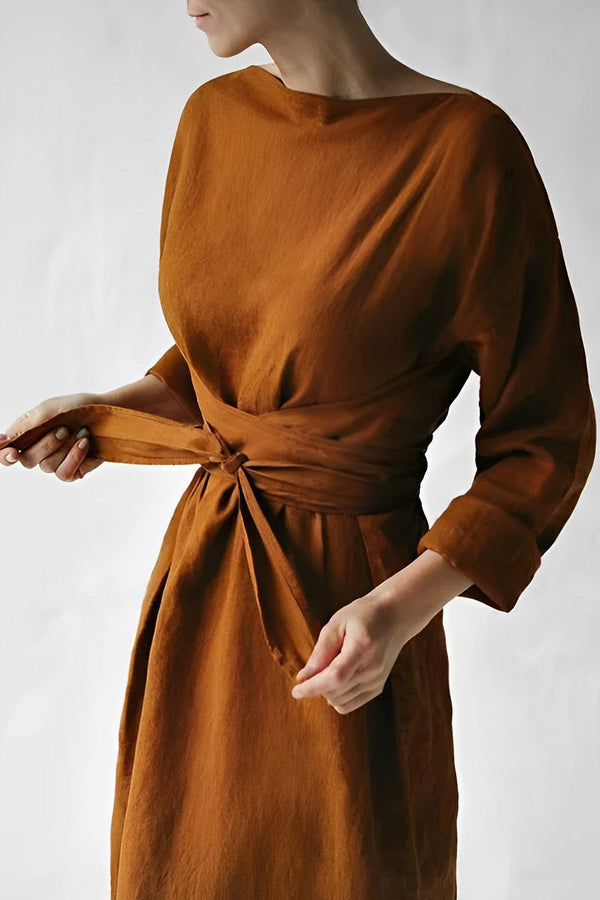Elegantes Leinen Wickel Maxikleid für den Sommer