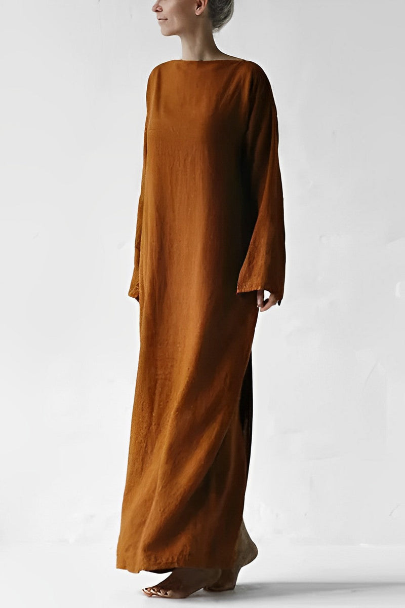 Elegantes Leinen Wickel Maxikleid für den Sommer