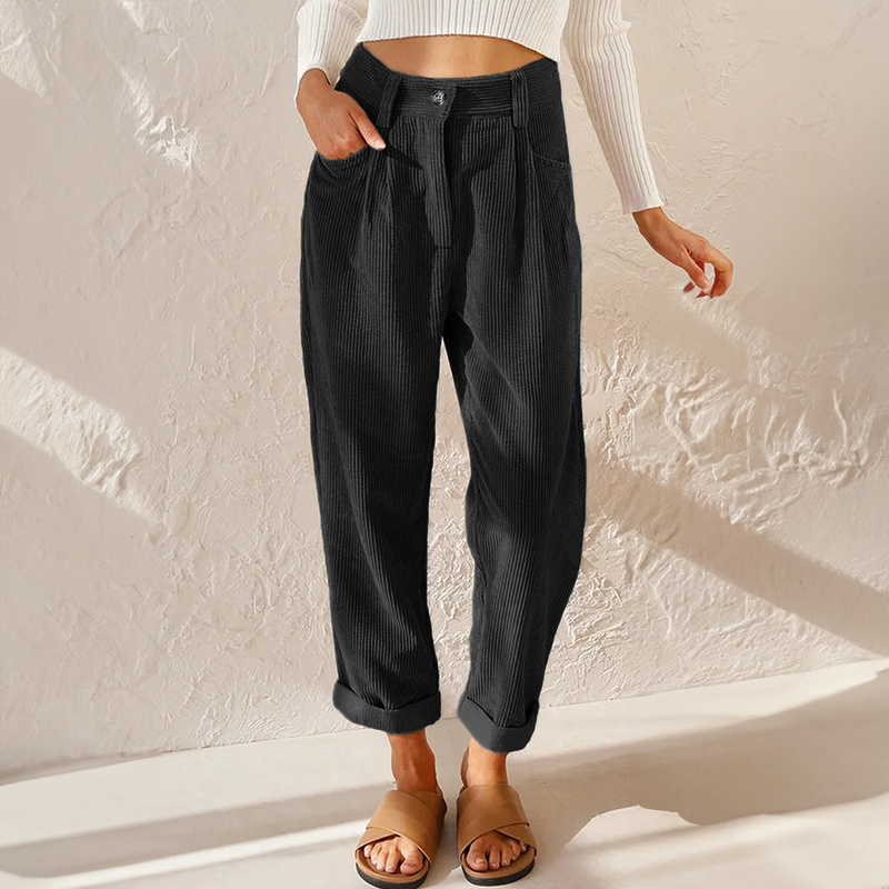 Stilvolle, hoch taillierte Damen-Cordhose