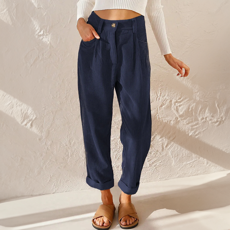 Stilvolle, hoch taillierte Damen-Cordhose