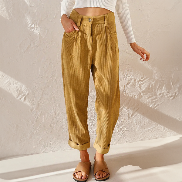 Stilvolle, hoch taillierte Damen-Cordhose