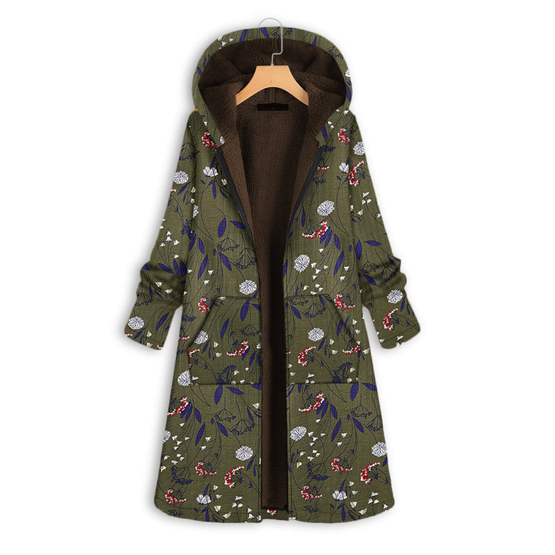 Eleganter, warmer Damenmantel mit Kapuze